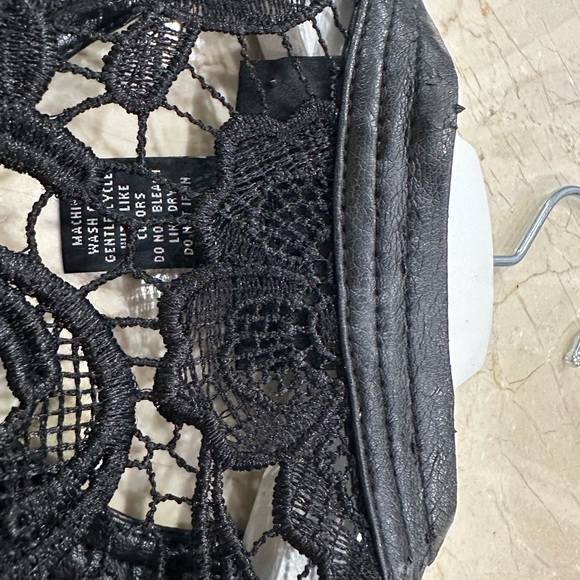 INC Faux Leather Trimmed Lace Moto Jacket. - Picture 6 of 8